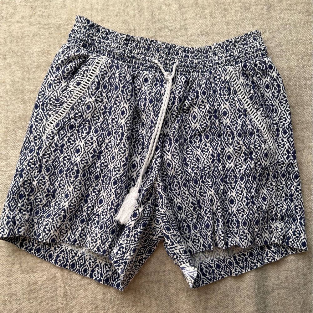 Briggs Linen Shorts Boho Blue and White